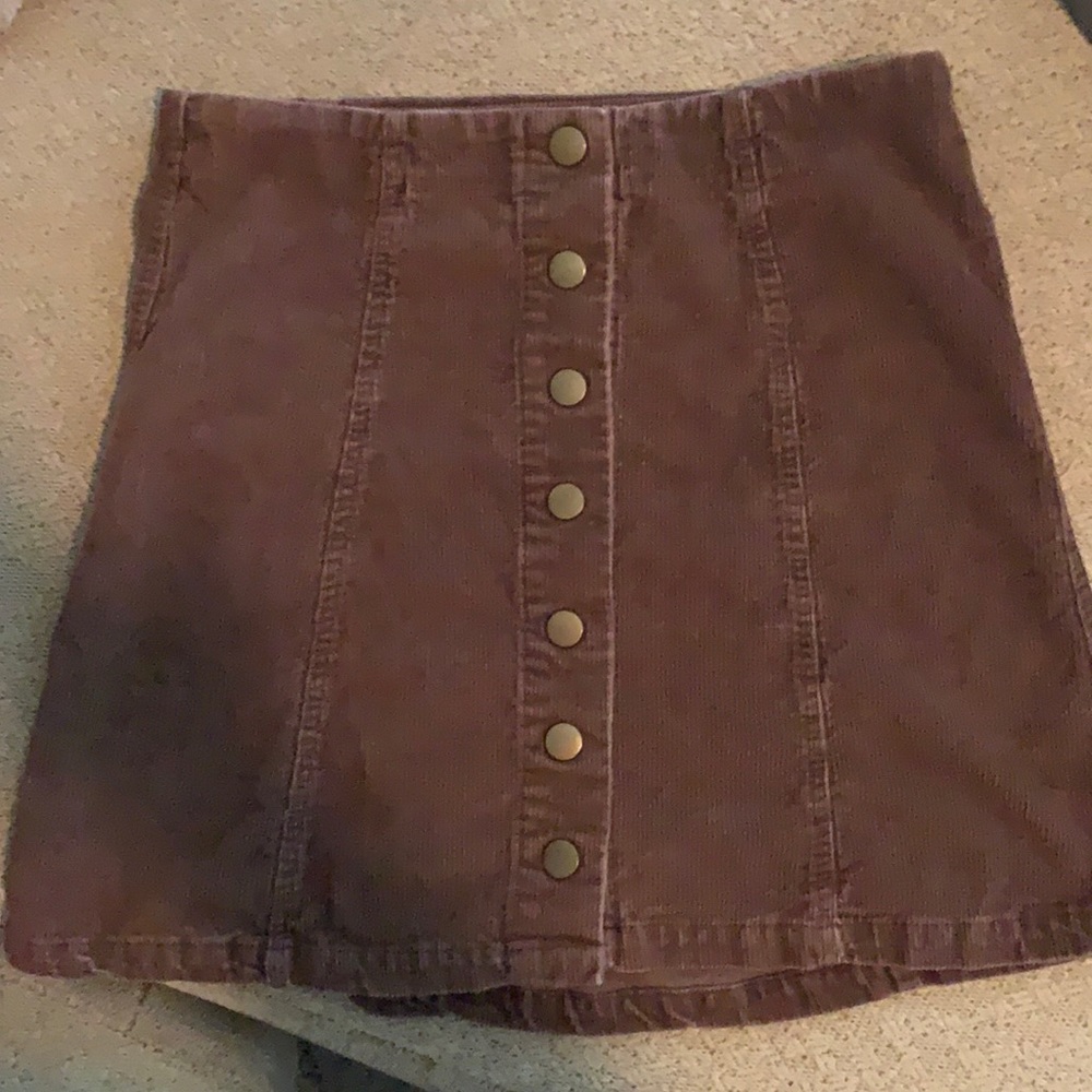 Brown corduroy button skirt